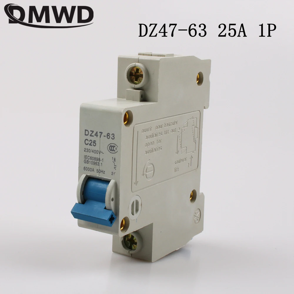

DMWD DZ47-63 25A 1P AC 230V Or 400V Mini Circuit Breaker MCB Cutout Switch Breaker Switch Chopper