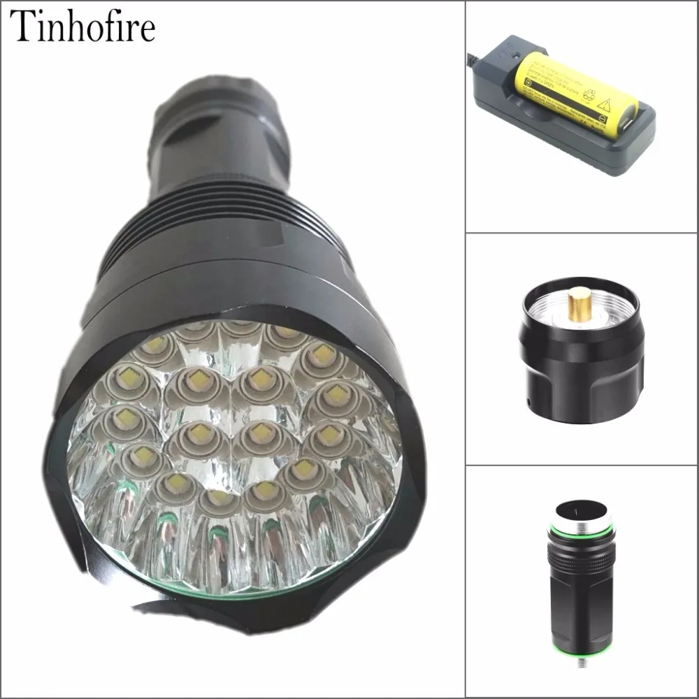 

Tinhofire T18 30000LM Super Bright 18 x CREE XM-L T6 LED LED Flashlight 18650/26650 Portable Torch Hunting Light Lamp Lantern