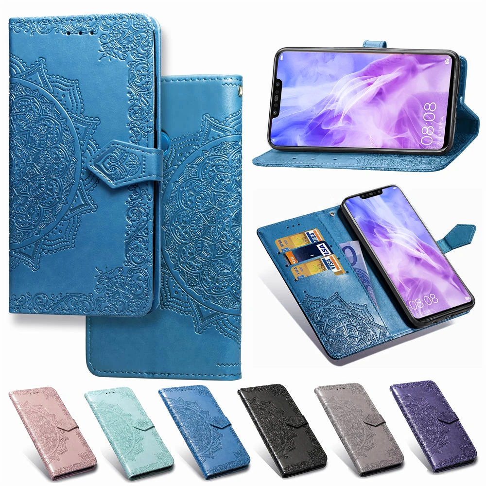 Роскошный 3D цветок дурмана кожаный чехол-бумажник для телефона huawei P30 Lite Чехлы PU