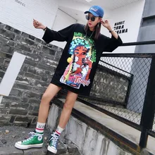 Уличная мода бренд Весна тяжелые бисерные блестки красота сзади семь рукава свободные в длинном разделе футболки женские