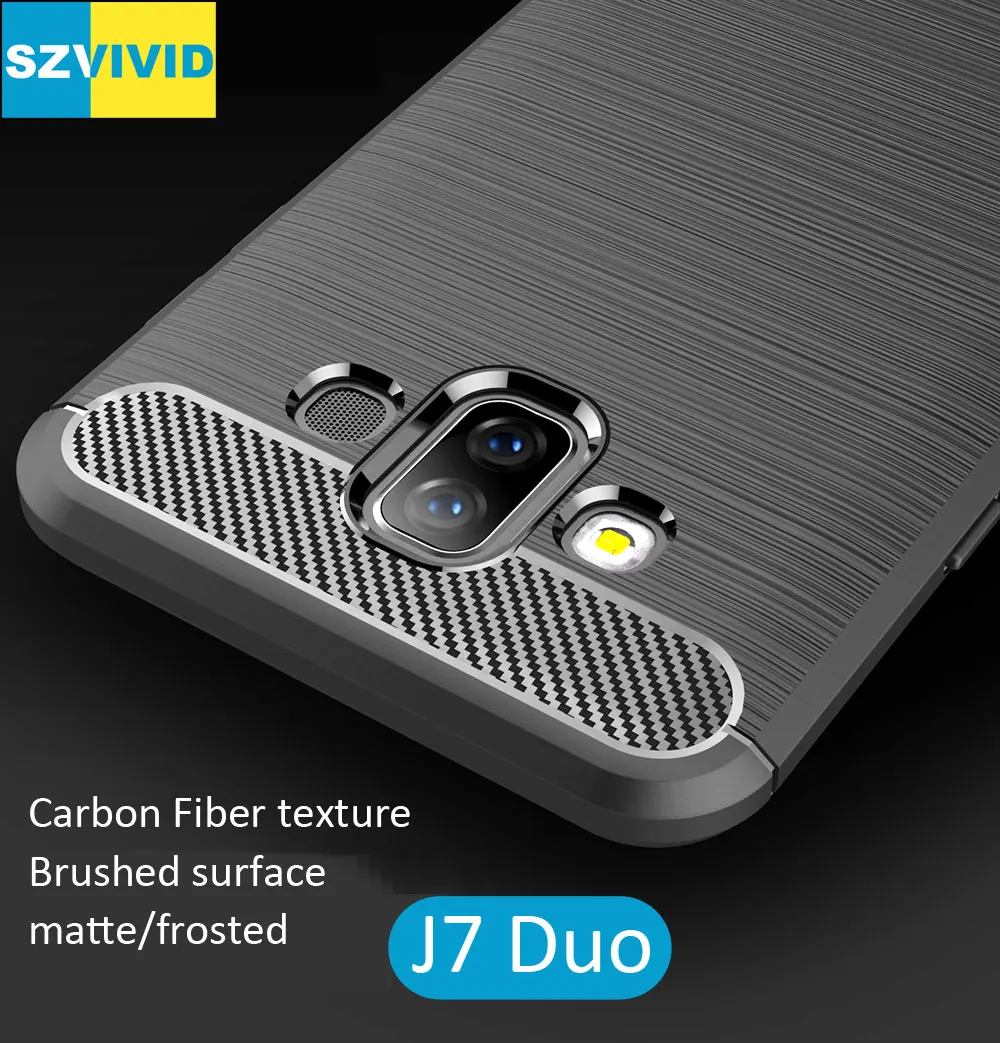 Carbon Fiber Case For Samsung Galaxy J7 Duo Brushed TPU Silicone Matte Frosted Protector Cover | Мобильные телефоны и