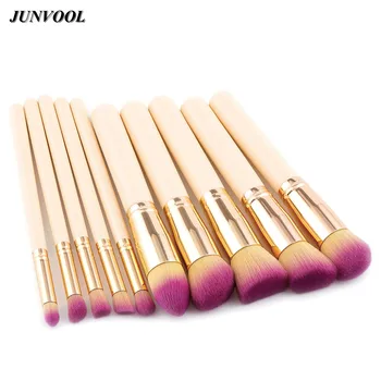 

Pink Hair Cosmetic Brush 10pcs Khaki and Gold Pro Soft Eye Eyebrow Shadow Makeup Brushes Set Tool Kit Pinceles De Maquillaje