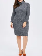 2018 de Malha de tamanho grande mulheres vestido de gola alta vestido de inverno casuais plus size mulheres roupas vestido preto grande 5xl 6xl vestido