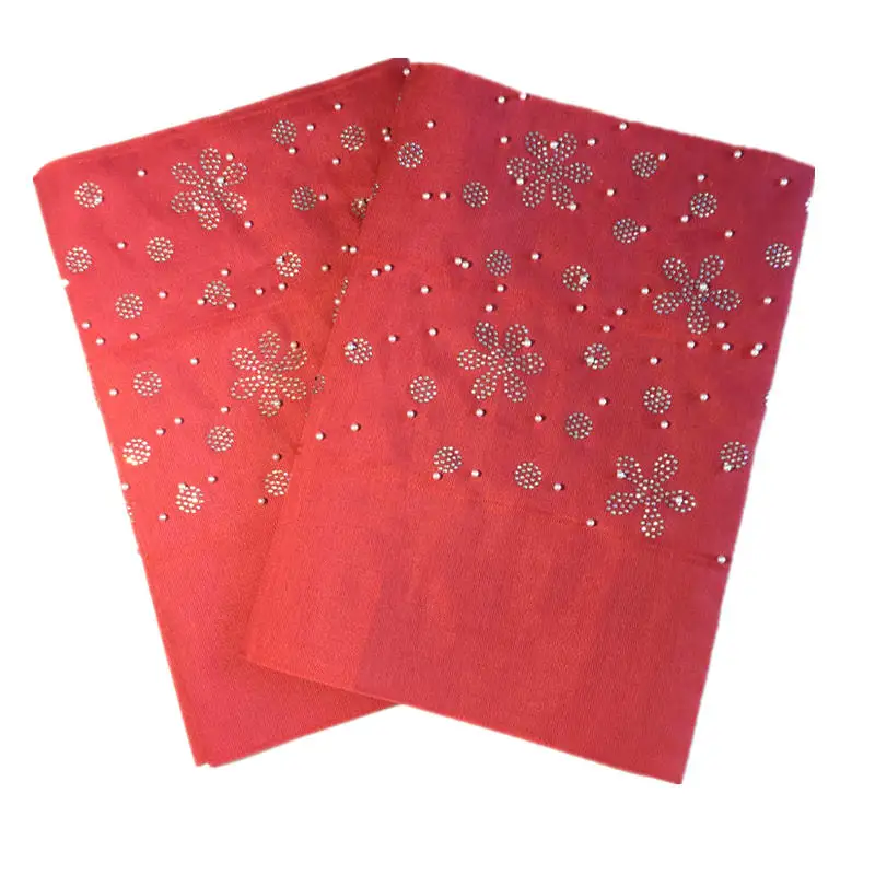 

Aso-Oke Head-Tie Wrappe RED color aso oke headtie with beads and stones for ladies wedding party