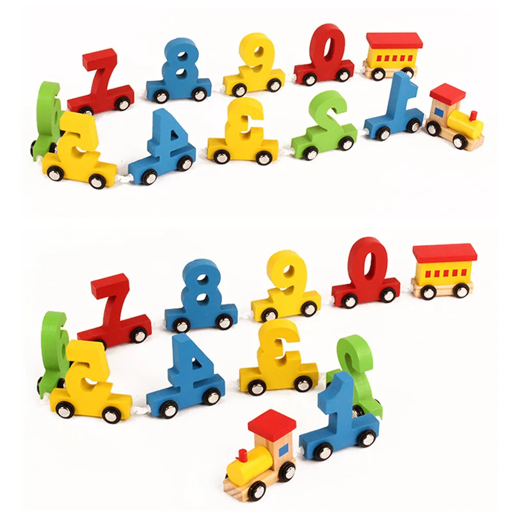 Kids Baby Wooden Train Wooden Number Learning Educational Toy Kids Baby Wooden education baby toys Children Christmas Gift