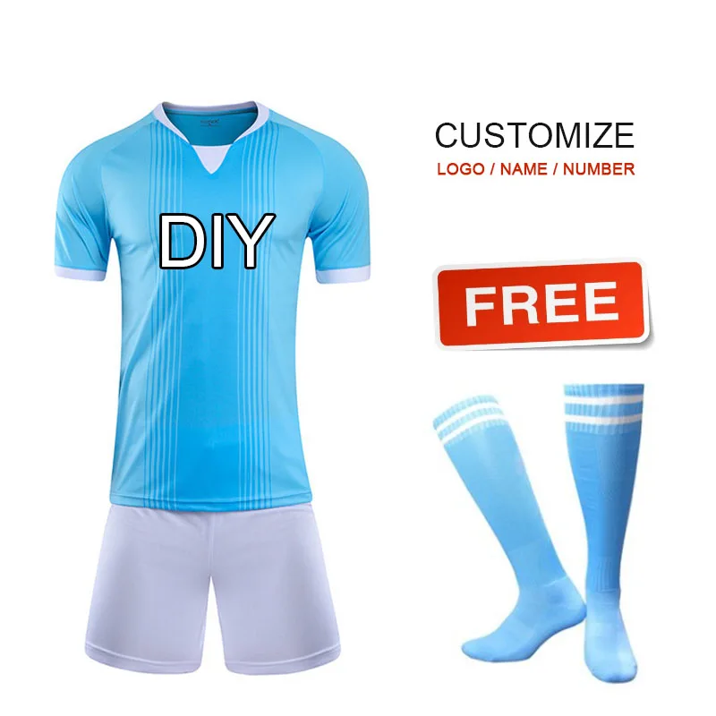 

2019 New DIY Team Soccer Uniforms Customize Men's Football Jerseys Soccer Kit Youth Kids Football Training Set Boys Sports Suits