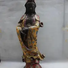 S00213 35 Китайский буддизм Бронзовый перегородчатой kwan-Инь Бодхисаттвы Гуаньинь статуя Будды