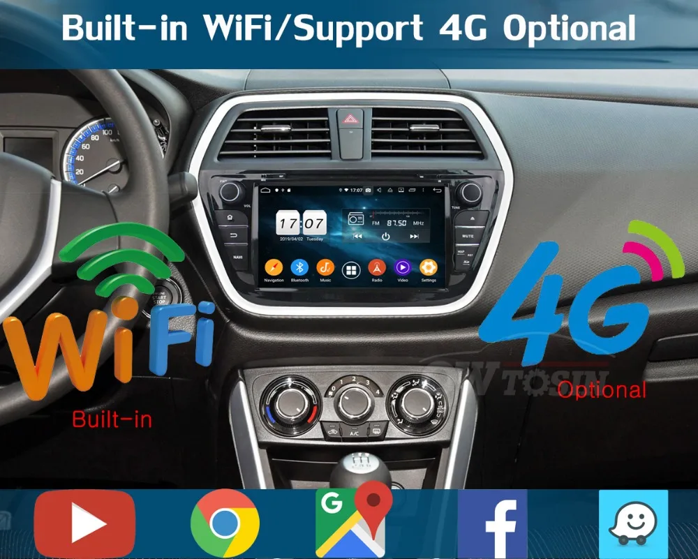 Excellent 8" IPS 1920*1080 8Core 4GB RAM+64GB ROM Android 9.0 Car DVD Player For Suzuki SX4 S-CROSS 2014 2015 DSP Radio GPS Parrot BT Adas 9