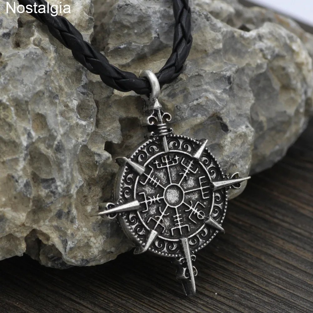 Ностальгия Odin вегвизир компас символ Викинг ювелирных изделий скандинавской Швеции кулон Цепочки и ожерелья