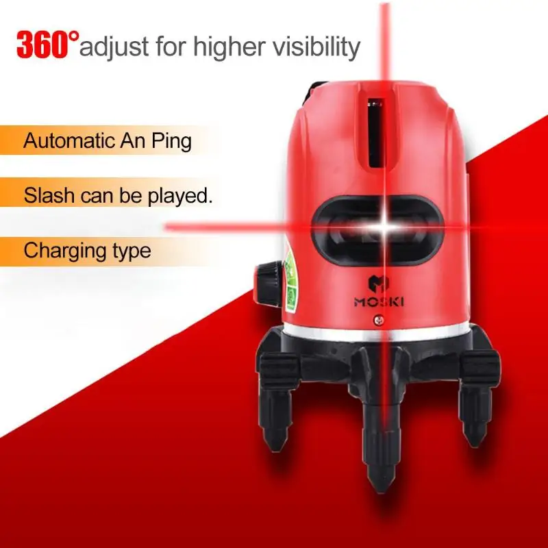 

5 Lines 6 Point 3D Self-leveling 360 Degree Horizontal Cross-line Laser Red Beam Level Adjustment Measuring Instrument