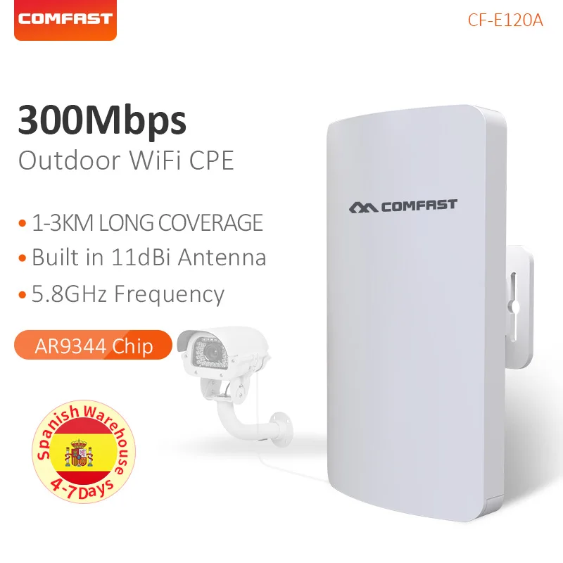 

COMFAST 300Mbps 5.8Ghz Ooutdoor 1-3KM Long Access Point 11dBi WI-FI Antenna Wireless Bridge WIFI CPE Nanostation CF-E120AV3