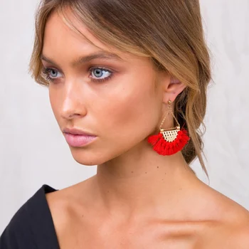 

JURAN 13 Colors 2017 New Fashion Fringing Earrings Statement Jewelry Tassel Long Earring For Women Wedding Dangle Drop Earrings