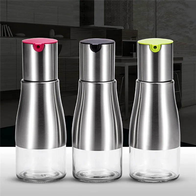 

1 PCS Tainless Steel Leak-proof Olive Oil Pot Seasoning Bottle Dust-proof Kitchen Cooking Tool Oil Liquid Container Random Color