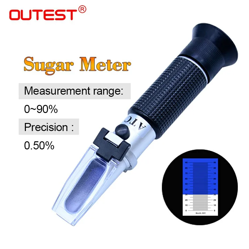 

Partable refractometer brix meter Sugar meter ATC Measurement tool Refratometro RZ116 sugar 0-90% for syrup sugar juice food