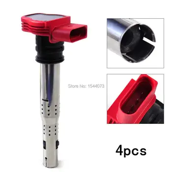 

4pcs Red Ignition Coils Fit For VW Touareg A5 S5 A6 S6 A6 Quattro A6 Allroad A8 S8 Q7 R8 4.2 V8 06E905115E