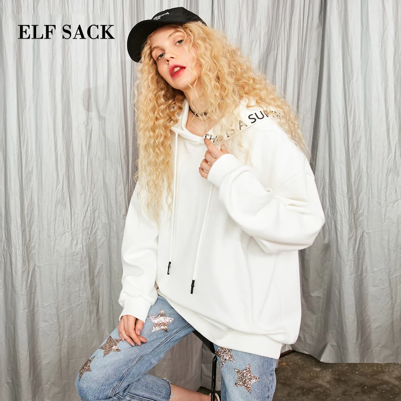 ELF SACK Women Hoody Sweatshirt Hot Womens Casual Loose Hip Pop Hoodies Oversize Female Sweatshirts Tops Autumn Fashion Week Hoodies
