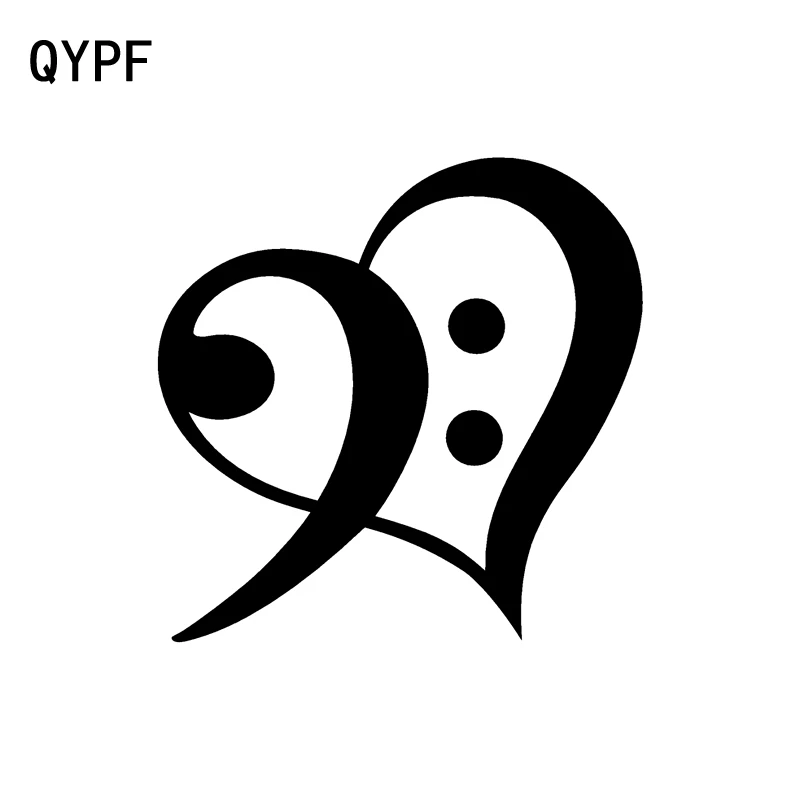

QYPF 14CM*14CM Fashion BASS CLEF Love Music Vinyl Car-styling Decor Decal Car Sticker Graphical C15-0732