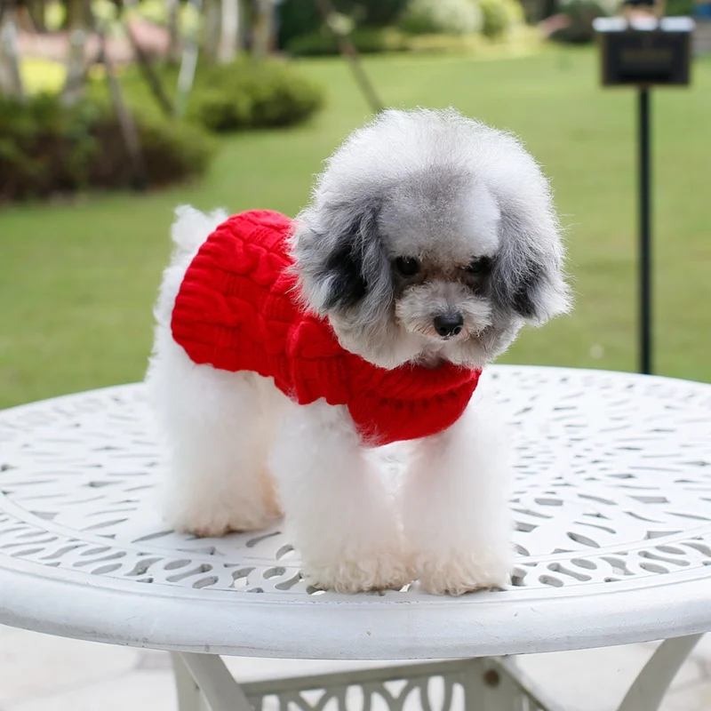 Мягкий классический трикотаж для домашних животных Теплый свитер с высоким воротником для маленьких средних собак осень зима Собака Плетеный свитер одежда унисекс