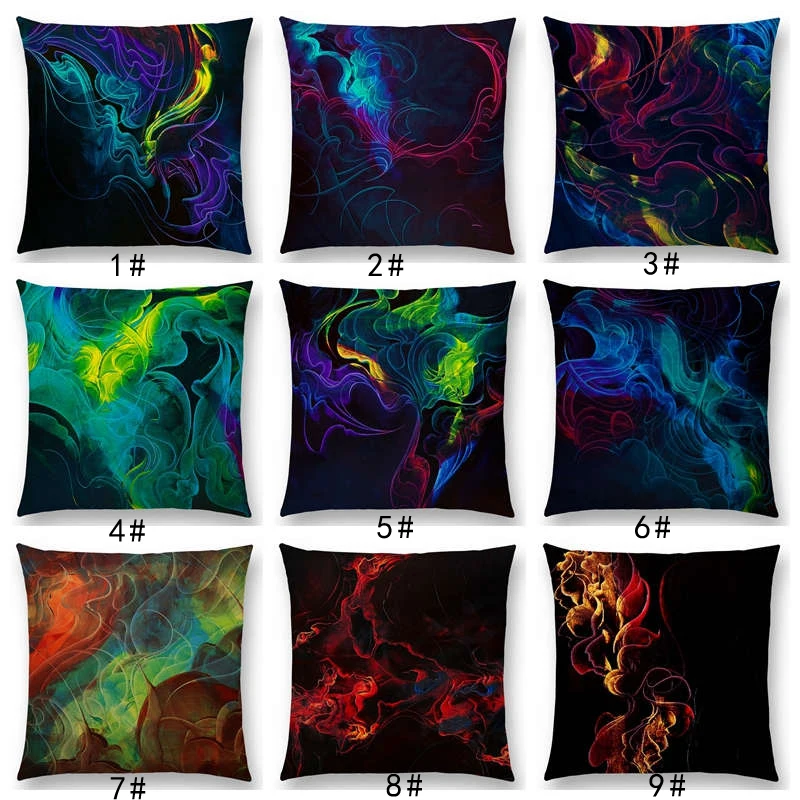 

New Arrival Abstract Printed Flexible Freedom Beautiful Elegant Lines Colorful Gorgeous Layering Cushion Cover Sofa Throw Pillow