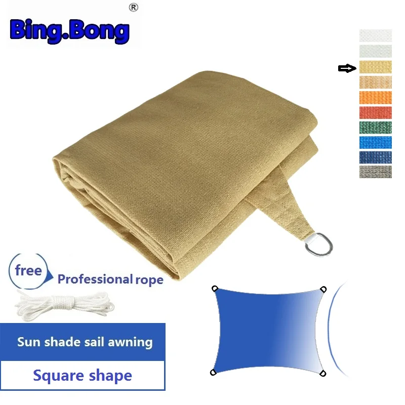 Swiming Pool Gazebo Toldos 3m 3.6m 5m Taupe Square HDPE mesh 95% shading Net Carport Sun Shade Sail Gazebo Garden Awning Fabric