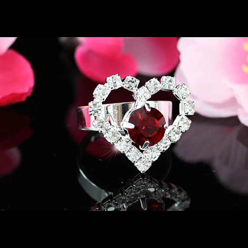 Свадебное вечернее темно-красное Кристальное сердце ожерелье браслет кольцо серьги набор CS1032