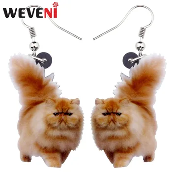WEVENI 아크릴 푹신한 지방이 큰 고양이 새끼 고양이 귀걸이, 큰 긴 매달려 드롭 사랑스러운 동물 보석 여자 여자 아이 선물 대량