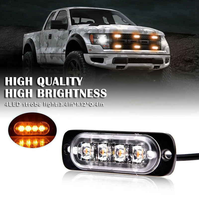Baratos 10 Uds. Amarillo ámbar coche camión 4 Led emergencia Flash advertencia estroboscópico luz Kit Bar