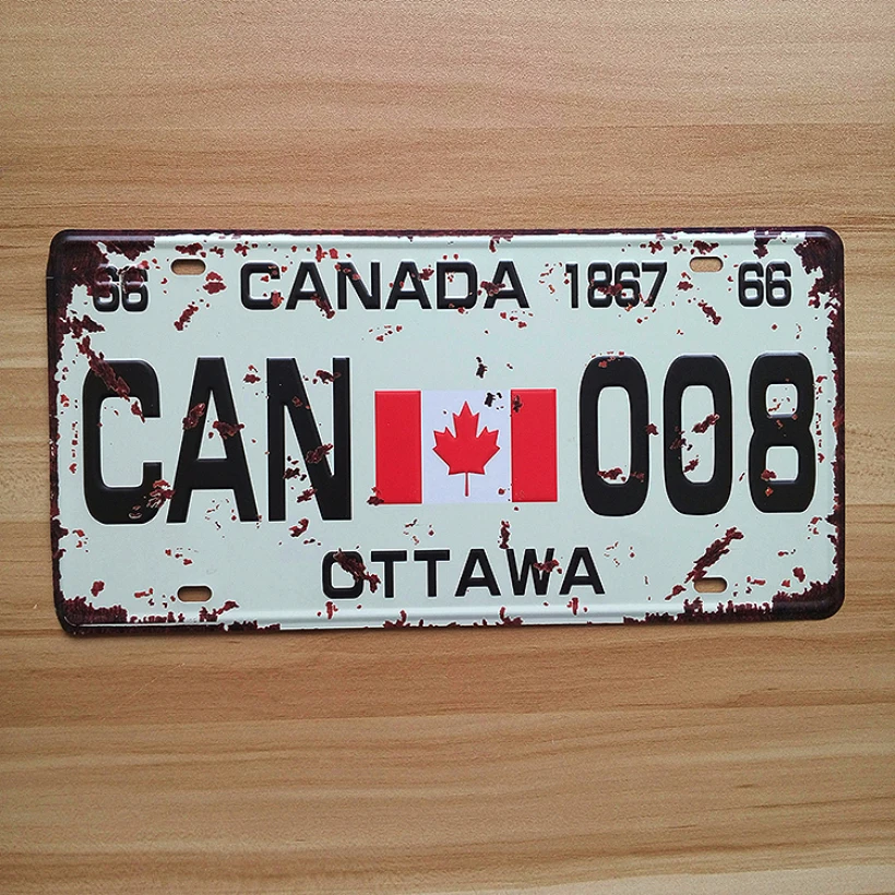 

SYF-A130 Retro license Car plates " CANADA CAN-008 OTTAWA " vintage metal tin signs garage painting plaque Sticker 15x30cm
