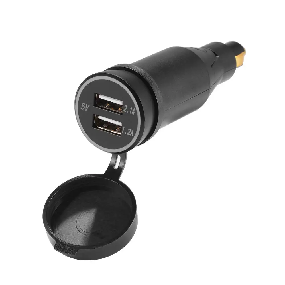 

DIN Hella Powerlet Plug to Dual USB Charger Adapter with LED indicator for BMWw Motorcycle/Phone / iPhone/GPS / SatNav
