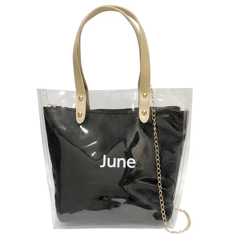 

Transparent Large-capacity Single Shoulder Bag Handbag 2 Pieces Set Bag for Women WF 668