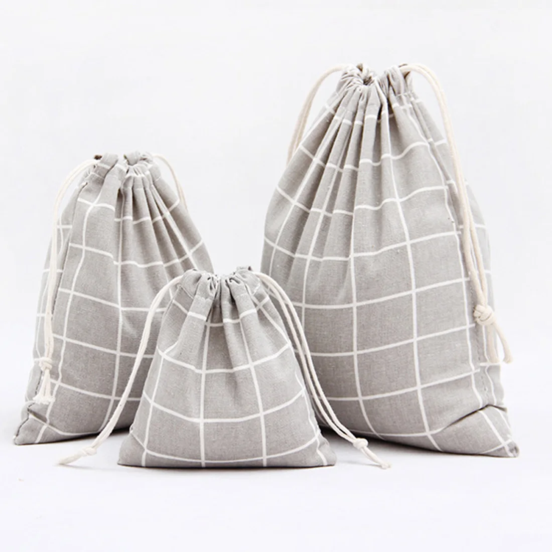 بسيطة شبكة القطن الكتان النسيج السفر الرباط حمل التخزين مقسم حقيبة حقيبة للملابس الداخلية لعبة حقيبة التخزين 1 قطع