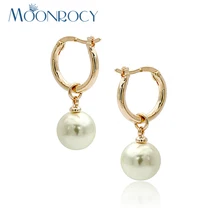 MOONROCY Имитация жемчужной сережки, Прямая поставка, модные ювелирные изделия, опт, розовое золото, цвет, серьги для женщин, девочек, подарок