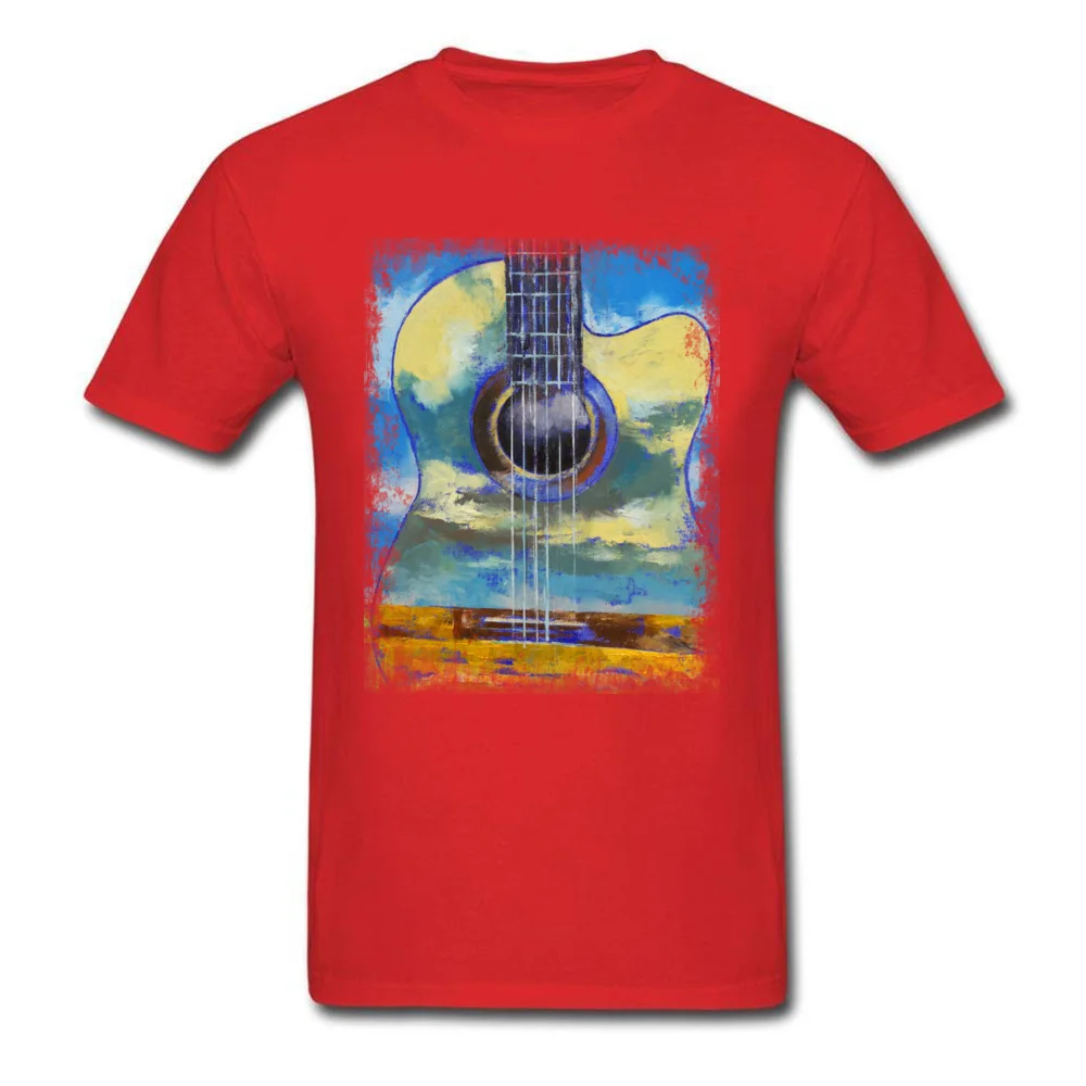 GUITAR CLOUDS On Sale Birthday Tops T Shirt Round Neck VALENTINE DAY Pure Cotton Short Sleeve T-Shirt for Men Custom Tshirts GUITAR CLOUDS red