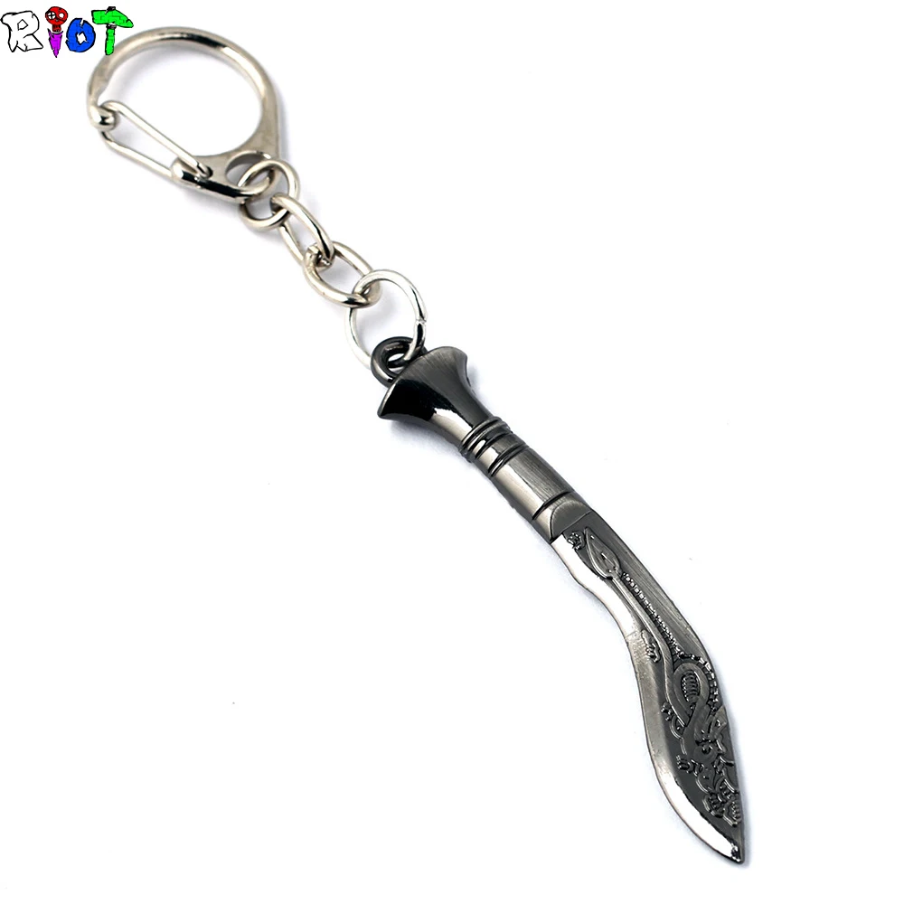 

6cm FPS Game Cross Fire Kukri knife Model Keychain Hacking Keyring RAMBO Weapon Key Chains CF Nepal Saber Alloy Game accessories