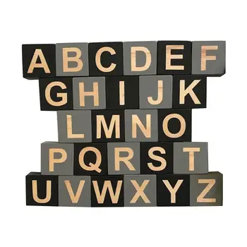 

1 Set 26 English Alphabet Square Black Gray Cube Block Kids Children Photography Props Home Wedding Decoration