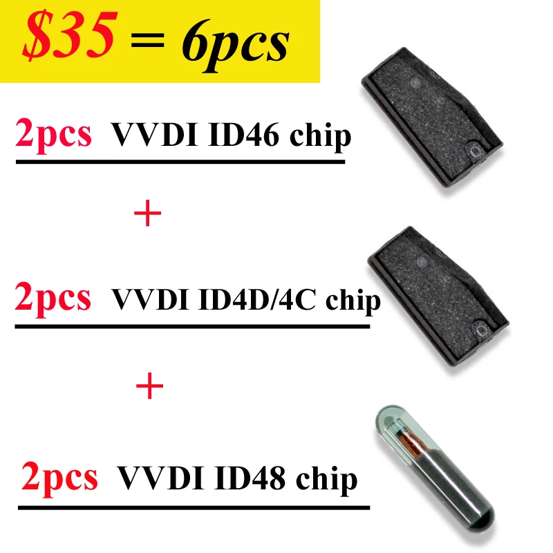 Оригинальный VVDI 2/VVDI/Xhorse ключ инструмент транспондер чип универсальный ID46 4D/4C 2в1