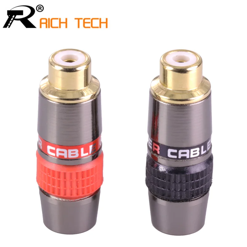 

2Pcs/1Pair RCA Connector Gold plated RCA Plug Jack Socket audio adapter black&red in 1pair speaker plug