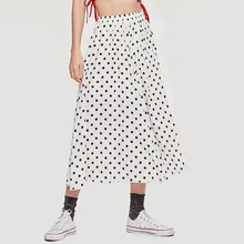 Модная Повседневная шифоновая плиссированная юбка стильная эластичная длинная юбка в горошек с высокой талией