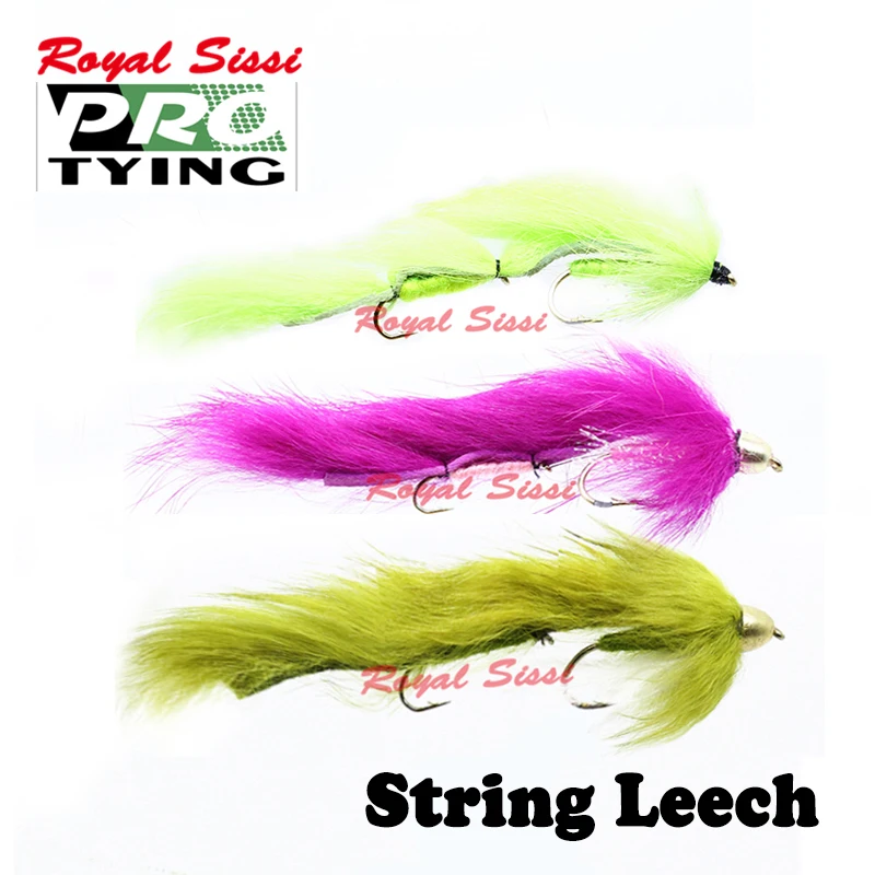 

Pro Tying 3colors assorted 3pcs Alaska string leech double hooked fly fishing streamer fly hooks 4#6# bunny pike bass fly lures