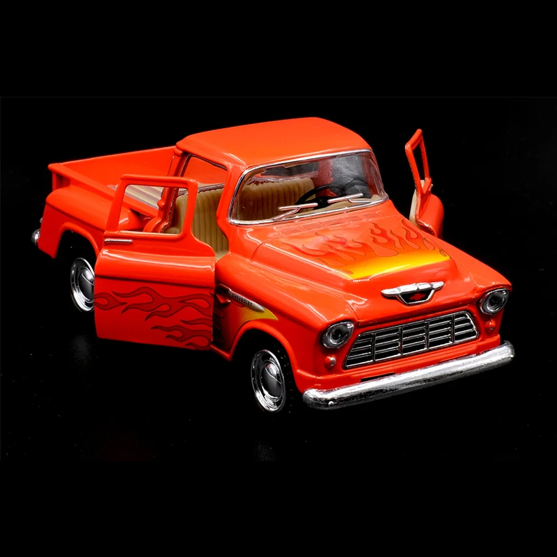 Kinsmart 1:32 1955 Chevy Stepside Pickup with Fire Alloy Diecast Car Model Toy With Pull Back For Children Gifts Toy Collection Kinsmart 1:32 1955 Chevy Stepside Pickup with Fire Alloy Diecast Car Model Toy With Pull Back For Children Gifts Toy Collection