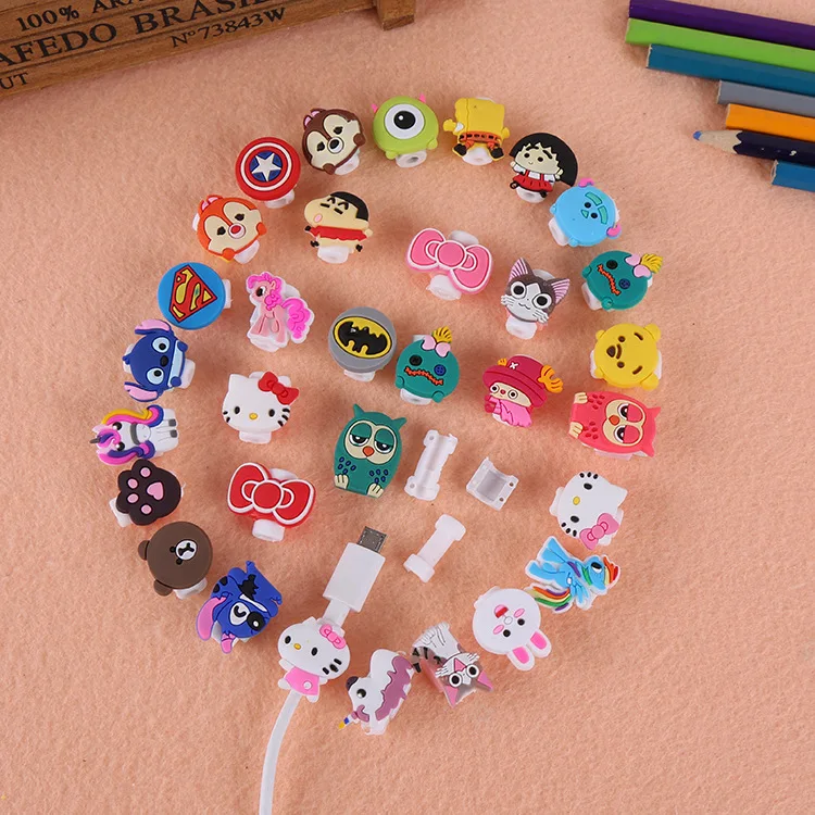 

200Pcs Cute Unicorn Batman Kitty Cable Protector For iPhone4 4s 5 5s 6 6plus 6s 7 8 USB Charging Data Line Cord Protector Case