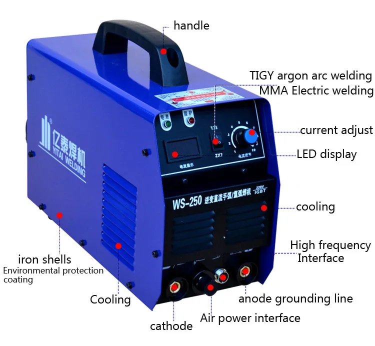 WS-250 Инвертор постоянного тока из нержавеющей стали 220 В ручной сварки аргоновая дуговая сварочная машина 0,3-5 мм электросварщик