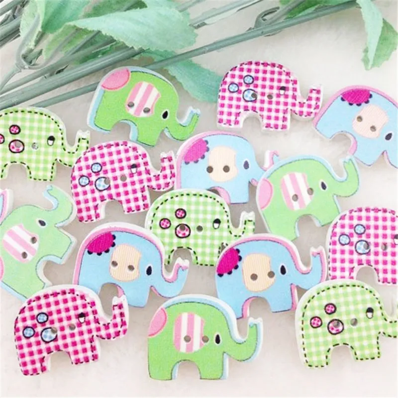 

10/50/100pcs Mix Color Baby Elephant Carton Baby Sewing Craft Button Lots 20*29MM WB119