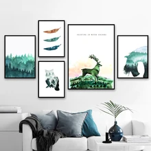 Abstract Deer Owl Horse Jungle Feather Wall Art Canvas Painting Nordic Posters And Prints Wall Pictures For Living Room Decor