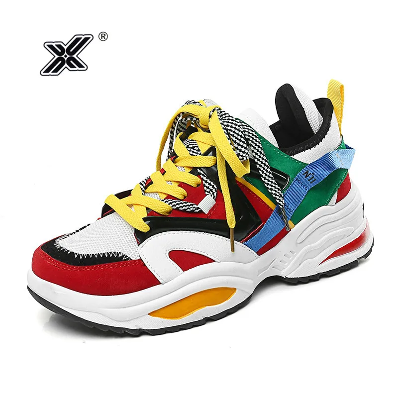 

2019 trendiest INS star chunky men shoes Sneakers luxury trek stitching white black colors platform men shoes sapatos masculino