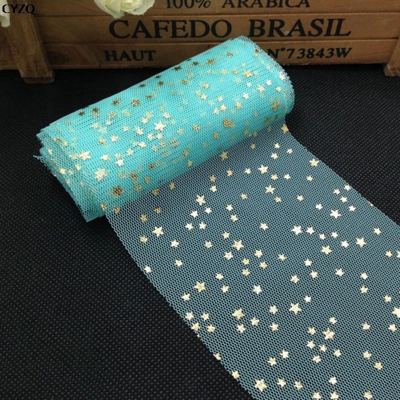 8cm*5m Soft Sequins Star Tulle Rolls Wedding Decoration Mariage Fabric Glitter Tulle DIY Craft Birthday Party Supplies