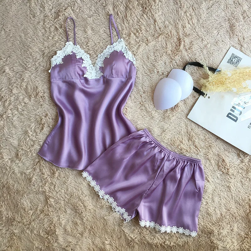 2019 пикантные пижамы наборы для ухода за кожей женщин Мода кружево атлас pijama