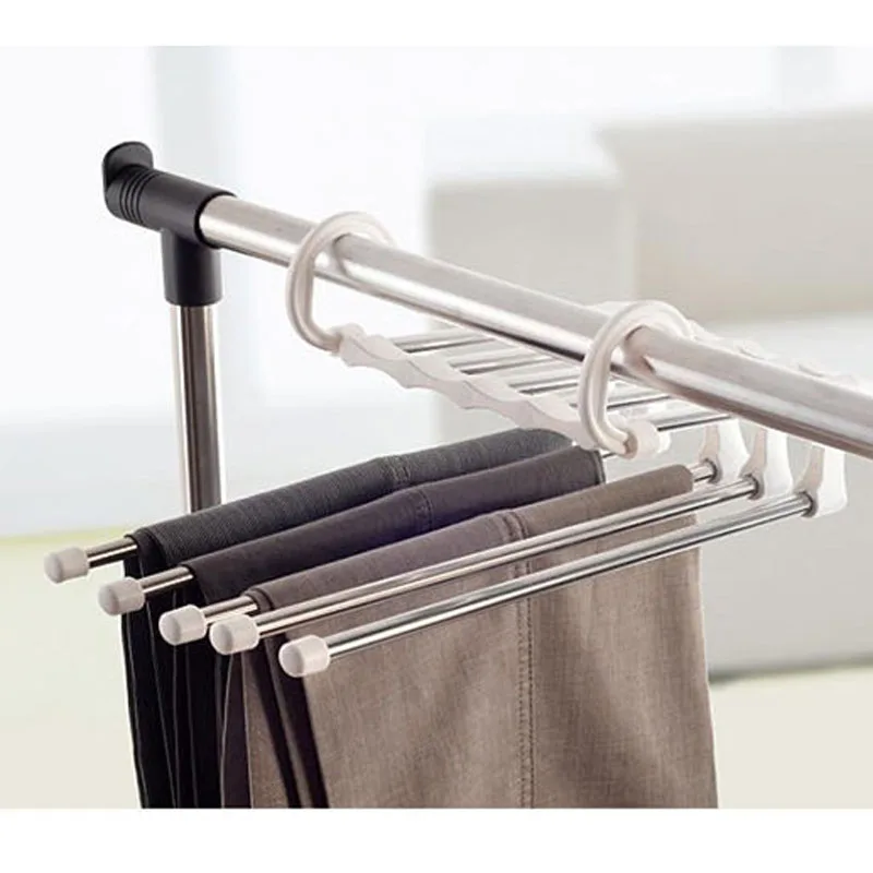 

5 in 1 Multi-function Home Hanger Stainless Steel Plastic Clothes Hanger Rack Best Price