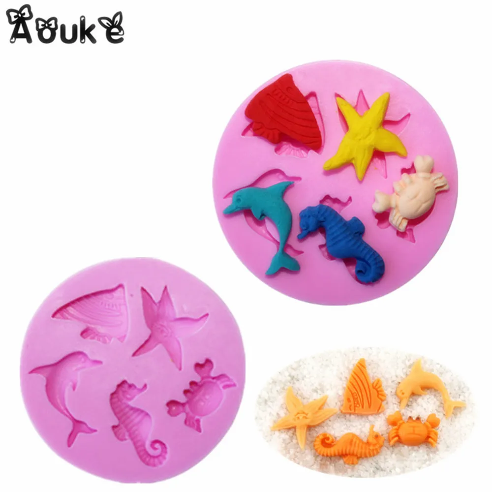 

3D Ocean World Dolphin Chocolate Cake Molds Biscuits Mold Fondant Silicone Mould DIY Baking Decoration Tools Kitchen Accessories