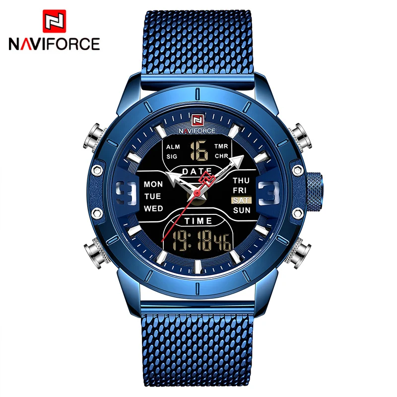 Relogio Masculino NAVIFORCE мужские часы Топ люксовый бренд Мужские Военные Спортивные кварцевые наручные часы из нержавеющей стали светодиодный цифровые часы